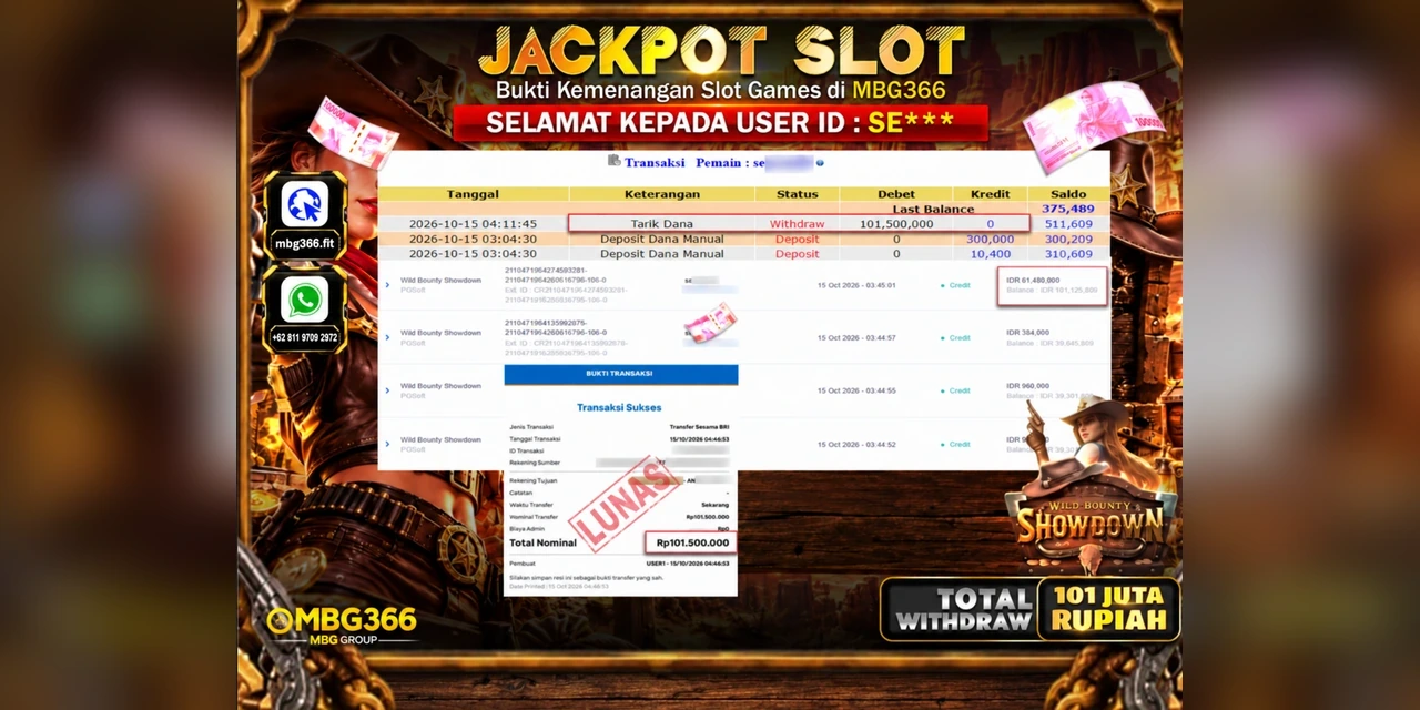 MBG366 JACKPOT SLOT WILD BOUNTY SHOWDOWN Rp.101.500.000,- LUNAS